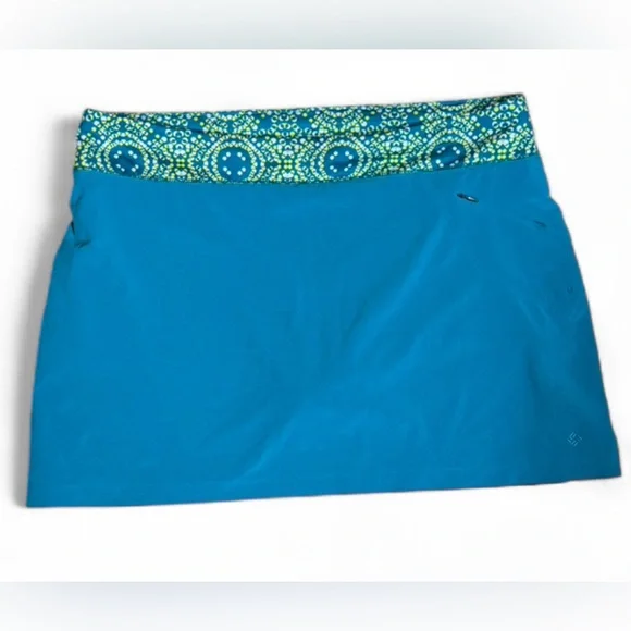Columbia Teal Skort with Patterned Waistband, Size Large - Picture 2 of 5